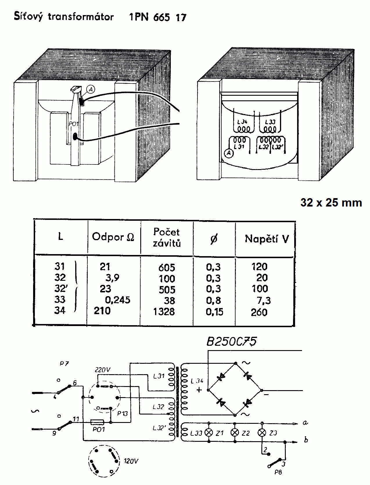 Navíjací predpis transformátora 1PN66517 (kliknutím sa zobrazí v plnom rozlíšení)