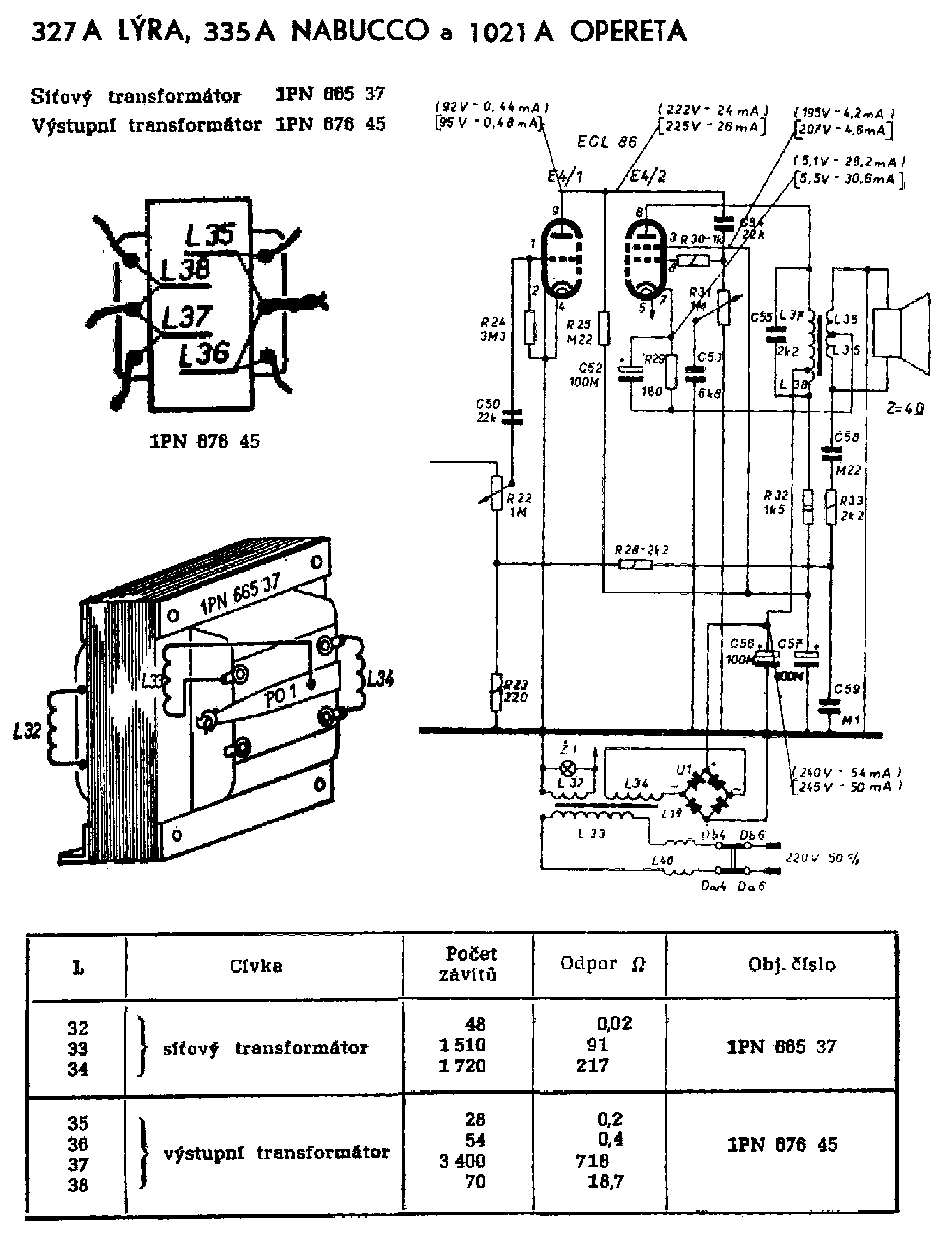 Navíjací predpis transformátora 1PN67645 (kliknutím sa zobrazí v plnom rozlíšení)
