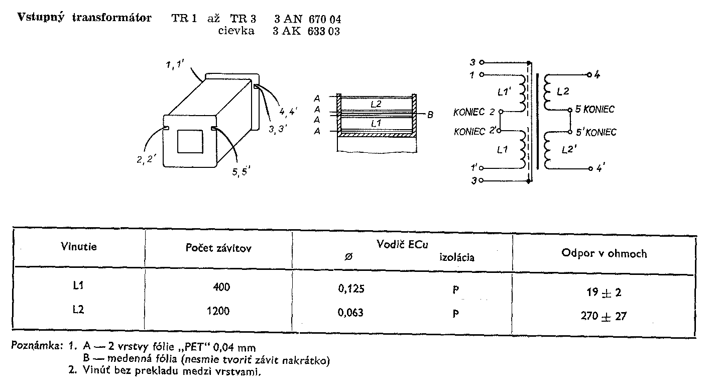 Navíjací predpis transformátora 3AN67004 (kliknutím sa zobrazí v plnom rozlíšení)